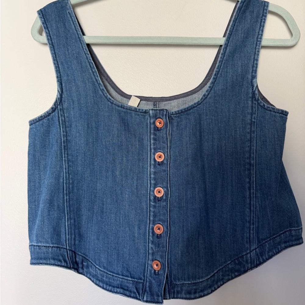 Pilcro Blue Denim Crop Top - Picture 3 of 4